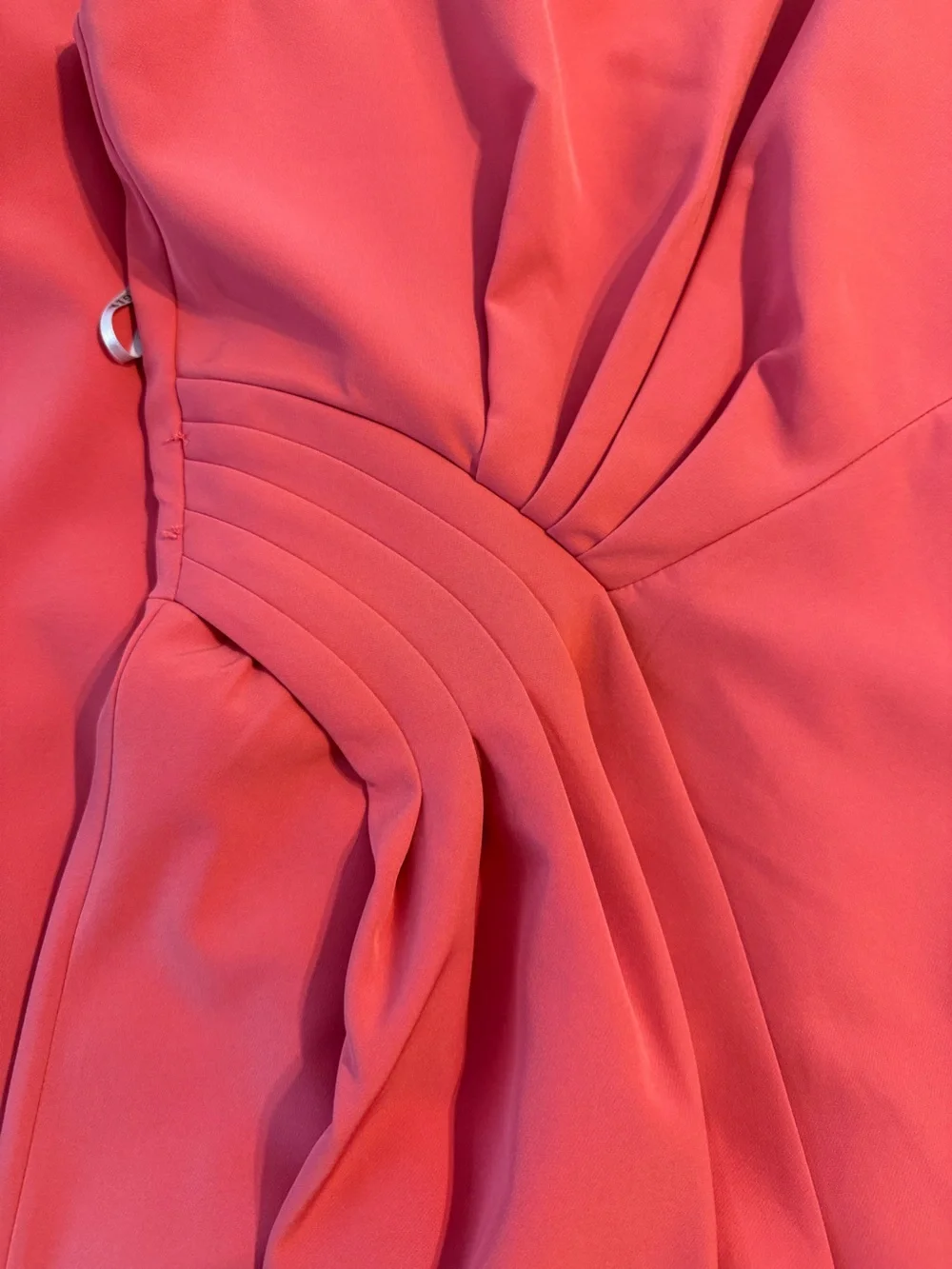 NEW KAY UNGER Pleated Waist Crepe A-line GOWN DRESS Size 14 $328 PERSIMMON Coral